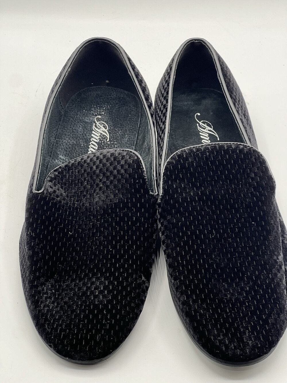 Amali Men's Velvet Loafers Size 13 Black Slip On Tuxedo Shoes Dress #G10